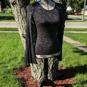 Milly Petite Black Gray and Silver Knit Blouse